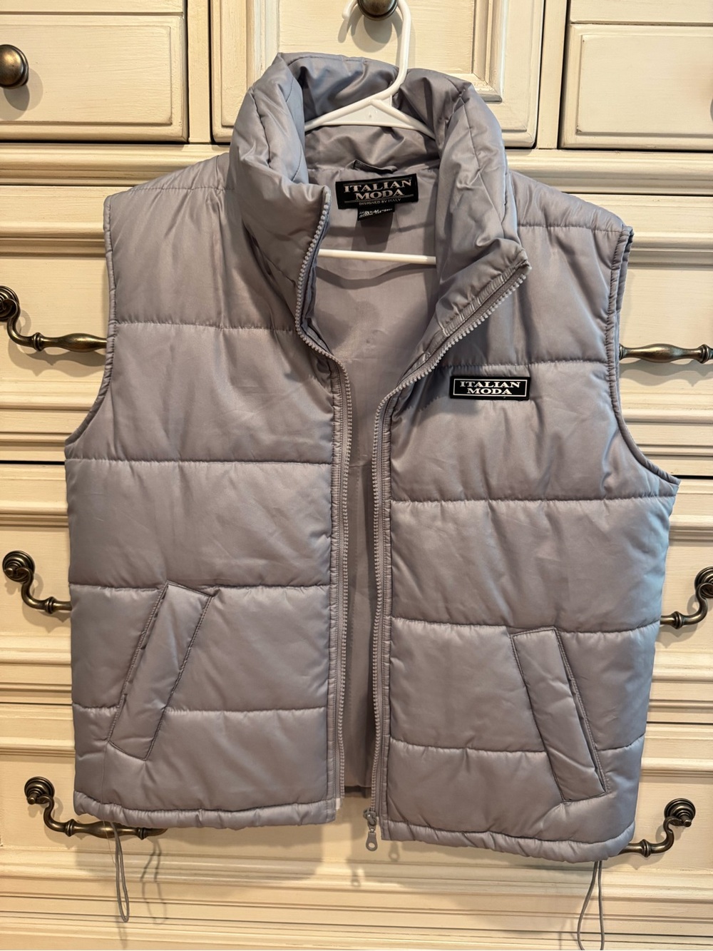 Italian Moda Light Gray Quilted Puffer Vest